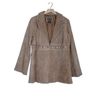 Brandon Thomas Womens L 100% Leather Boho Western Embroidered Jacket
